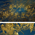 黄金浮雕九龙戏珠壁画背景墙壁纸