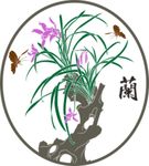 兰花 蝴蝶矢量  玄关图案
