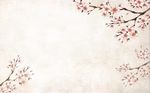 中式水彩梅花电视背景墙