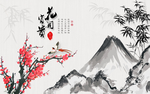 中式梅花电视背景墙
