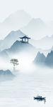蓝色风景山水画 TIF分层