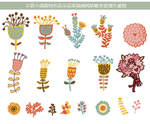 手绘小清新特色花朵花束插画风格