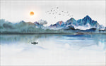 新中式中国风手绘意境水墨山水