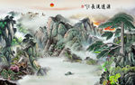 中式 意境山水国画 TIF分层