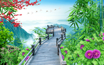 山间走道风景背景墙