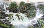 电视背景 国画山水