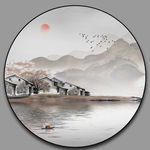 圆形山水画