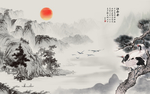 中式山水背景墙