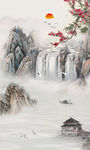 国画玄关山水画 TIF分层