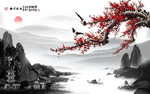 工笔梅花背景墙