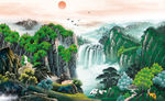山水国画背景墙