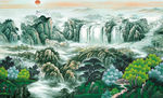 国画山水背景墙