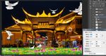 古城夜景3D复古怀旧中式餐饮工