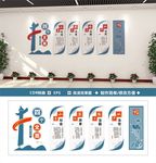 蓝色四个全面战略布局党建文化墙