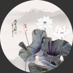 素雅荷花圆形装饰画