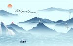 新中式云雾意境青山绿水电视背景