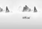 抽象山水船