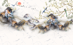 花鸟山水背景墙