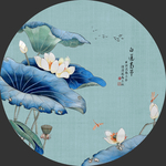中国风荷花圆形装饰画