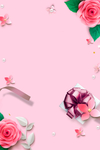 小清新粉色剪纸花朵背景 贺卡