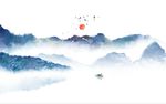 新中式水墨创意抽象山水背景墙