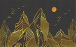 现代简约几何线描山水背景墙