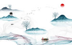 奢华新现代山水画 TIF分层