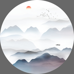 彩色山水画