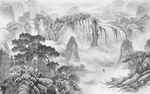 中国风山水装饰画 TIF分层