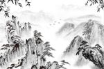 黑白水墨山水背景墙