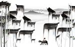 江南风情水墨背景墙