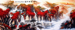 万山红遍山水水墨画