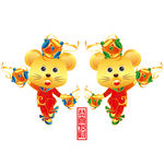 矢量金鼠贺岁鼠年形象门贴