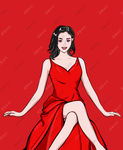 美女坐姿手绘