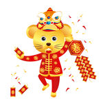矢量春节习俗放鞭炮鼠年形象