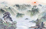高清新山水中式画 tif分层