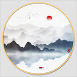 圆形水墨画