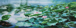 荷花油画