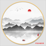 圆形水墨画