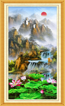 荷花山水画