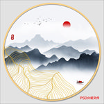 圆形水墨