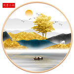 轻奢山水风景圆形晶瓷晶钻画