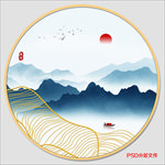 圆形水墨画
