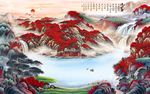 山水招财画流水生财