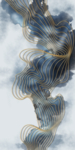 金色线条山水画