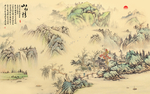 山水情水墨画