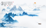 忆江南山水水墨画