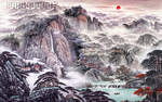 旭日东升山水画