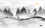 现代中国风山水 TIF分层
