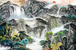 电视背景墙 山水国画